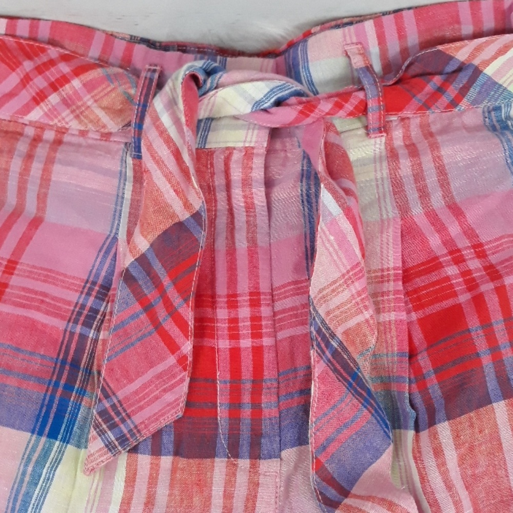 Linen high rise plaid shorts - Picture 3 of 5